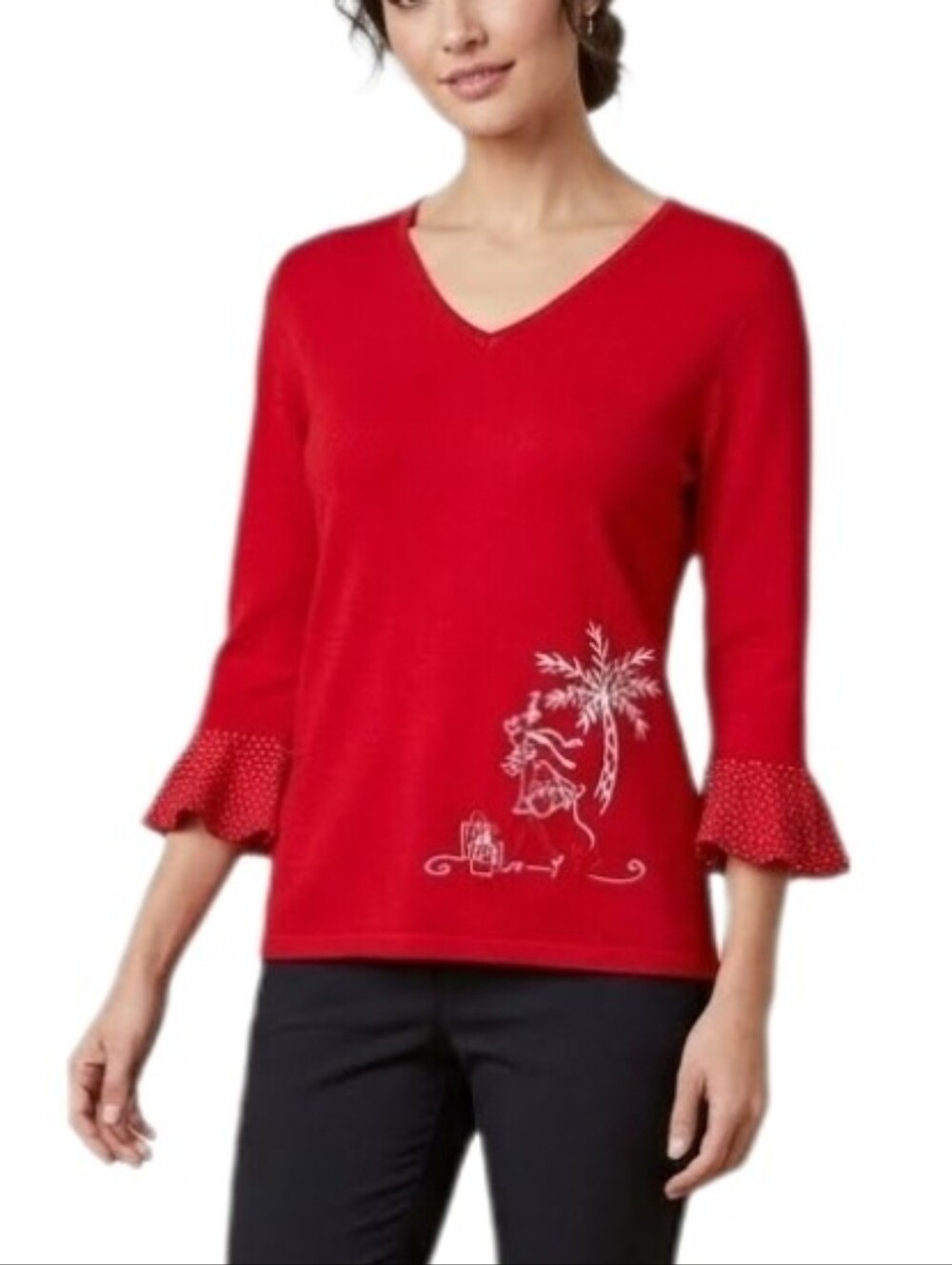 Pine Cove Embroidered Graphic Pullover Sweater by Pine Cove Red S…